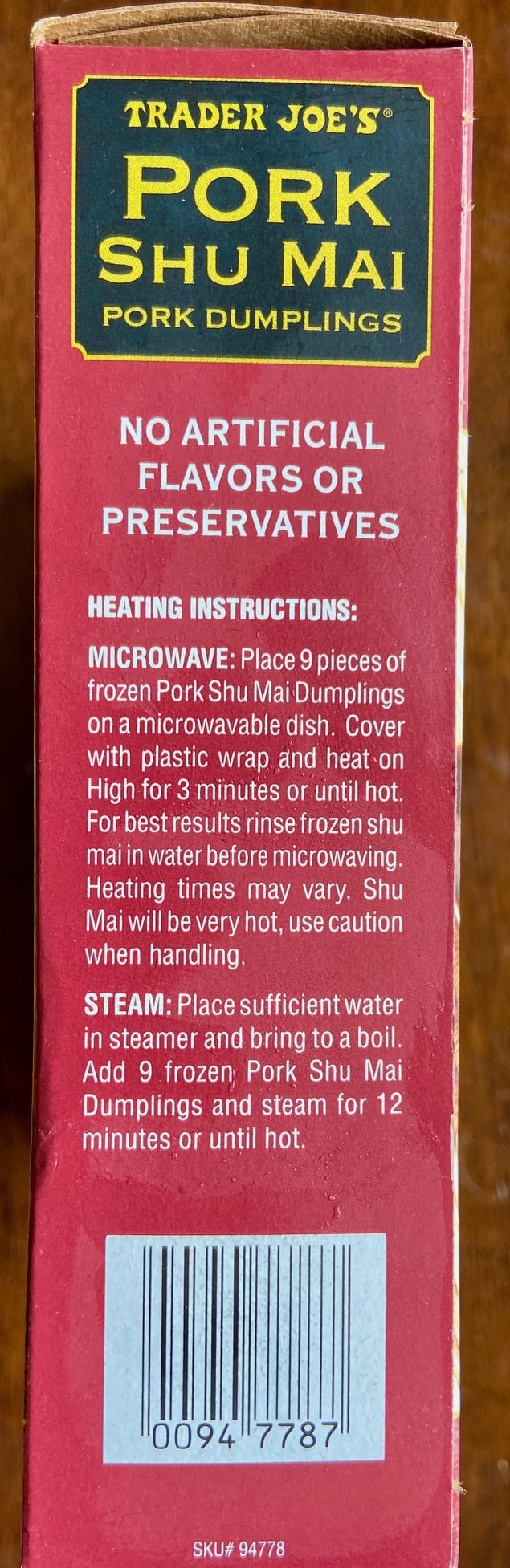 Trader Joe's Pork Shu Mai Heating Instructions