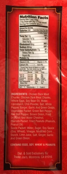 Trader Joe's Kung Pao Chicken Nutrition