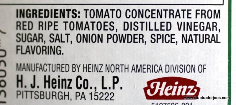 Heinz Ketchup Ingredients