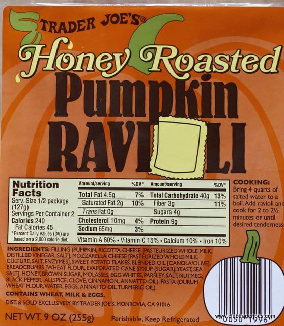 Trader Joe's Pumpkin Ravioli