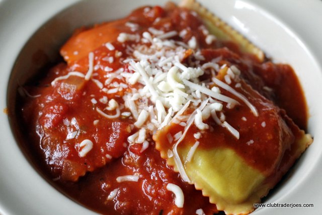 Pumpkin Ravioli with tomato sauce
