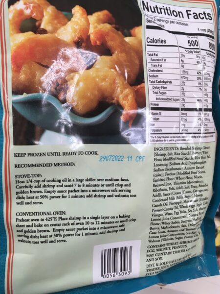 Trader Joe's Honey Walnut Shrimp Directions