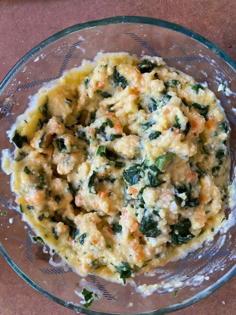 Trader Joe's Creamy Polenta with Spinach and carrots finished