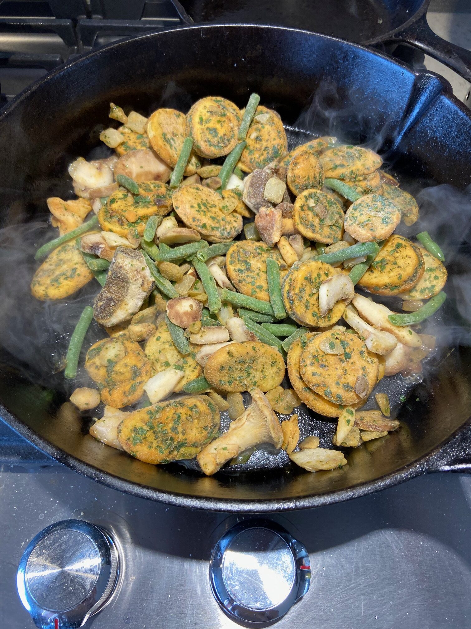 Trader Joe's Country Potatoes in the pan