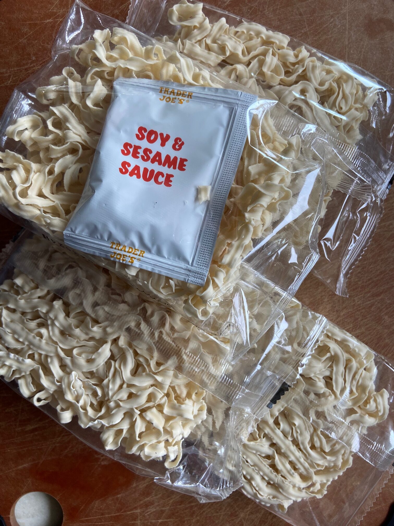 Trader Joe's Knife Cut Noodles with soy and sesame sauce