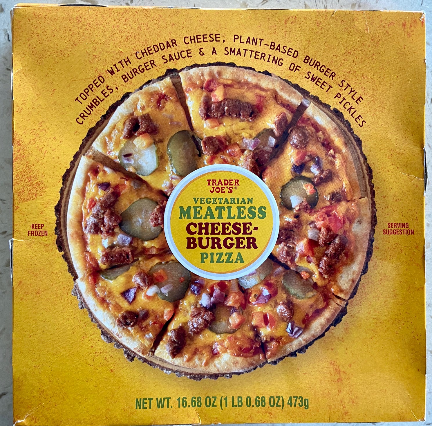 Trader Joe's Vegetarian Meatless Cheeseburger Pizza