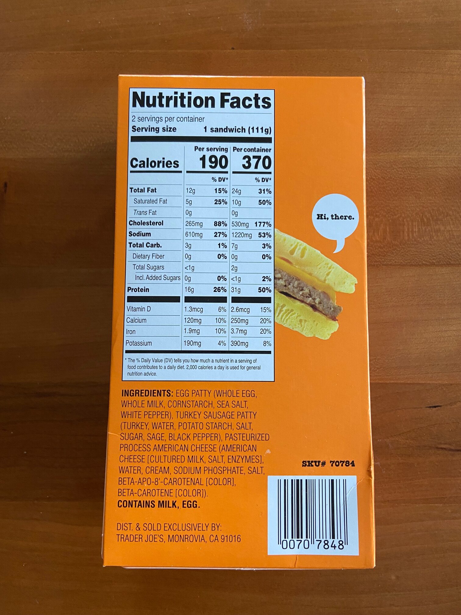 Trader Joe's Eggwich Sandwich box back