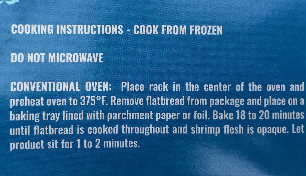 Trader Joe's Shrimp and Garlic Flatbread Cooking Instructions