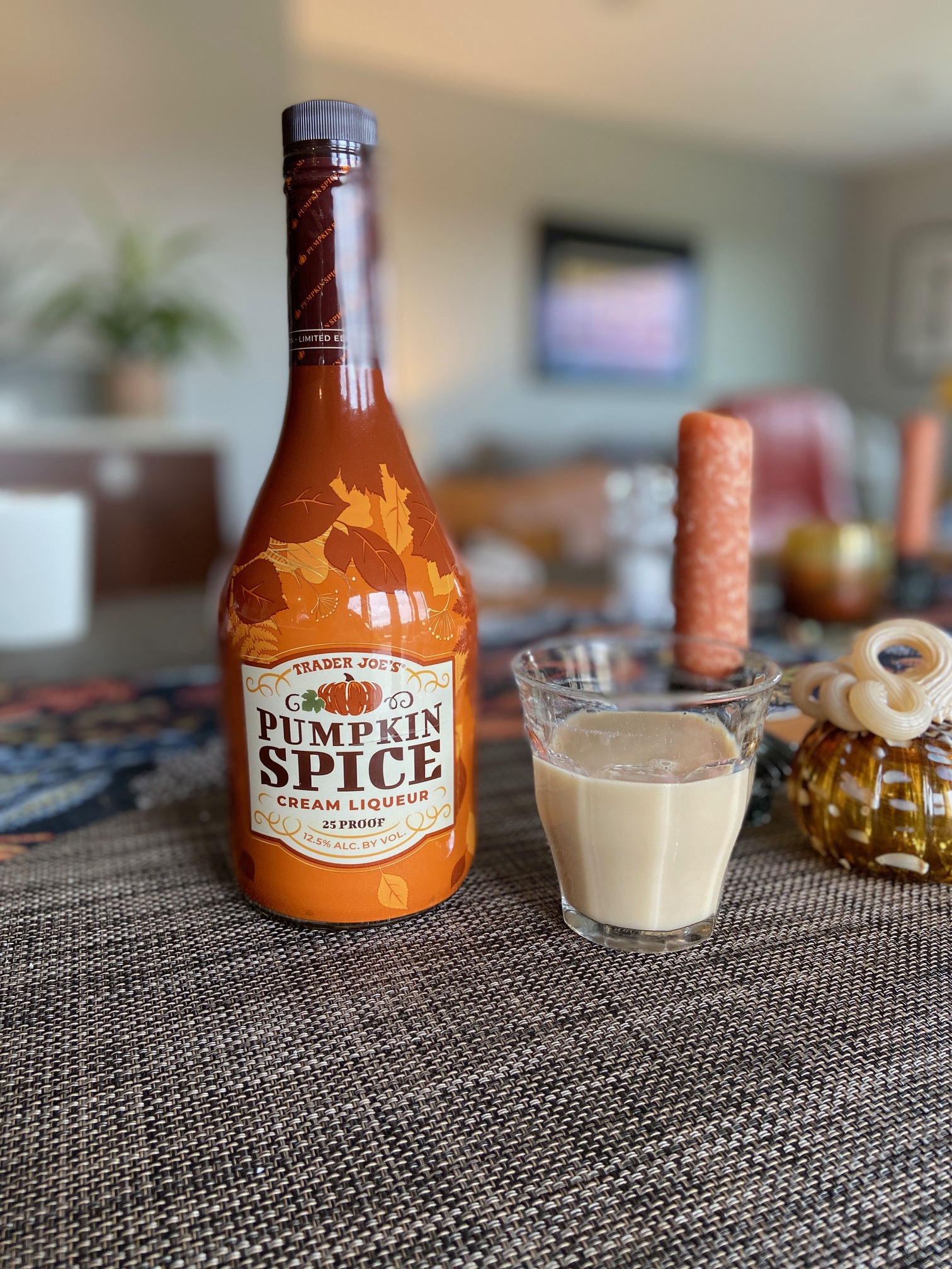 Trader Joe's Pumpkin Spice Liqueur Bottle