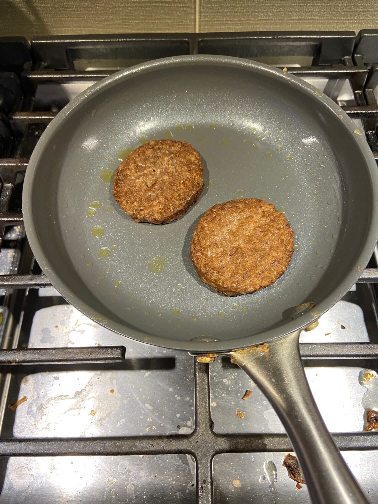 Trader Joe's New Meatless Breakfast Sausage Patties cooking