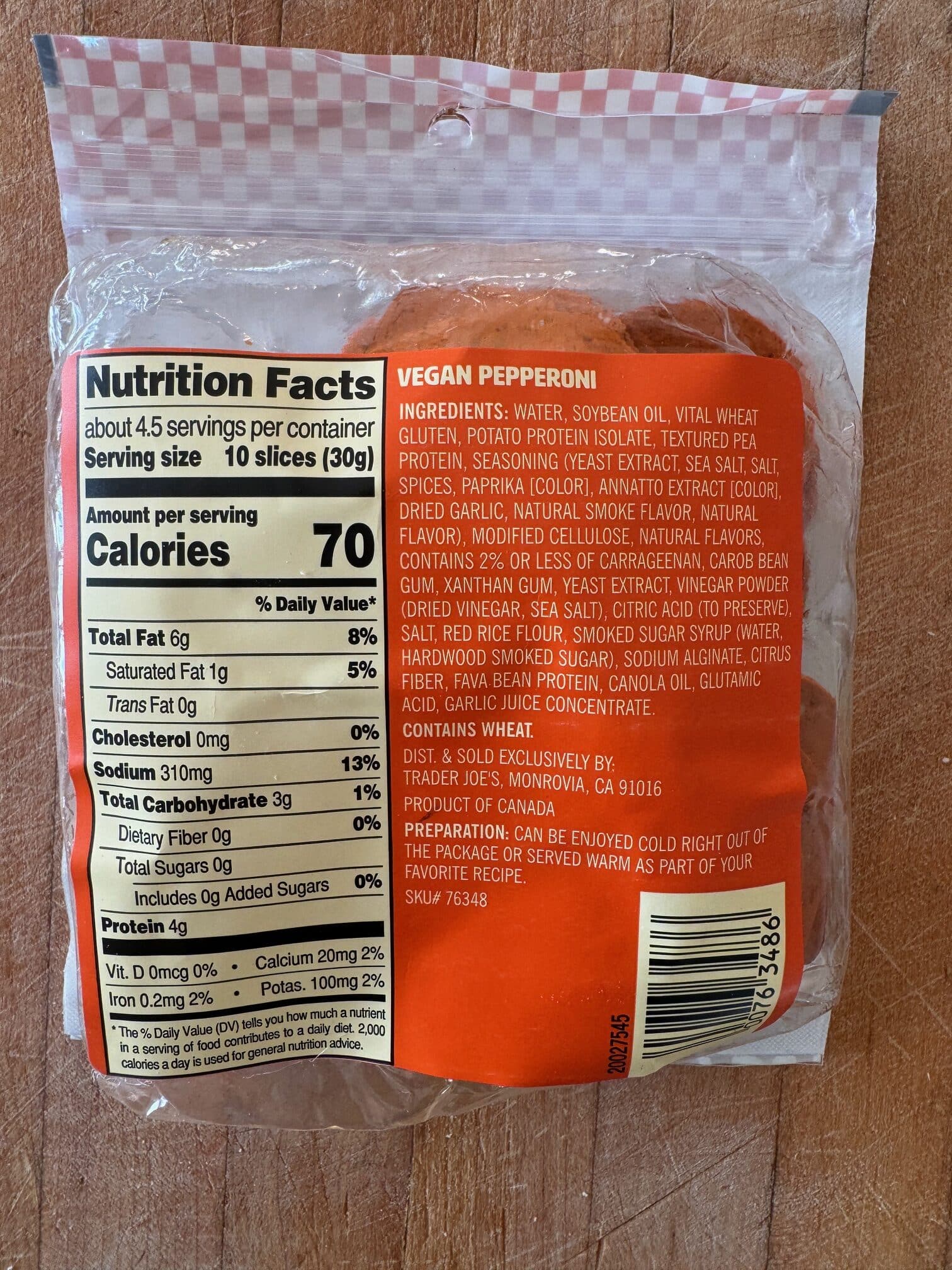 Trader Joe's Vegan Pepperoni