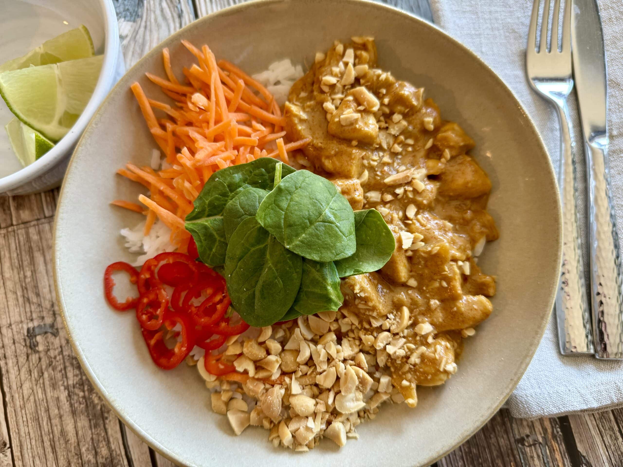 Trader Joe's Red Curry Peanut Chicken Recipe bowl