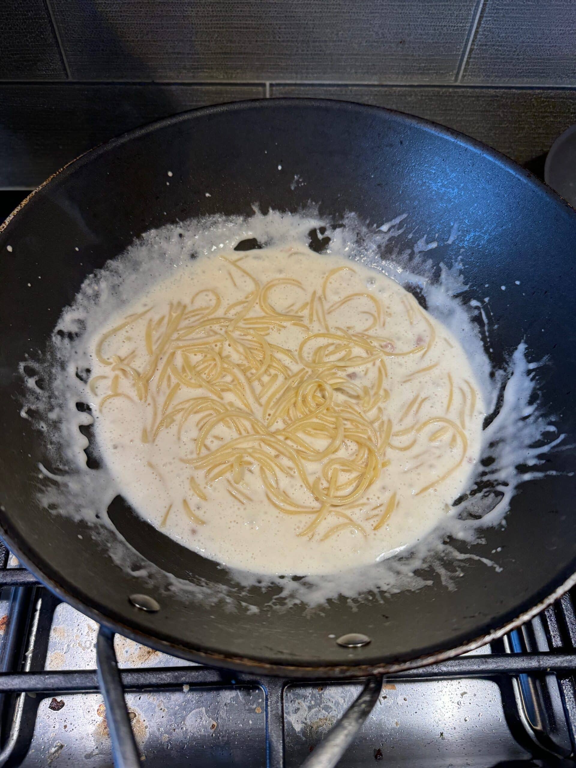 Trader Joe's Spaghetti Carbonara cooking