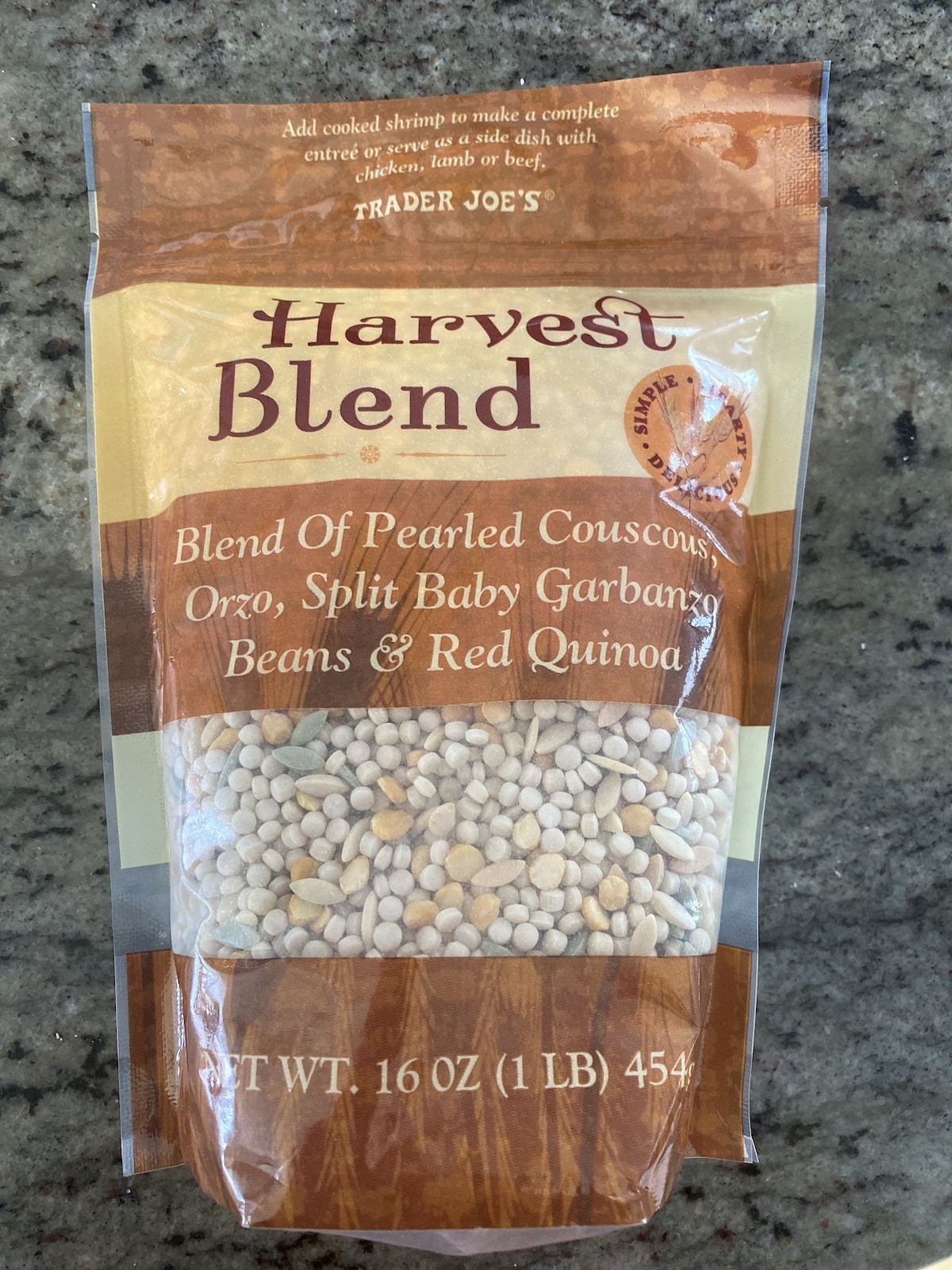 Bag of Trader Joe's Harvest Blend.