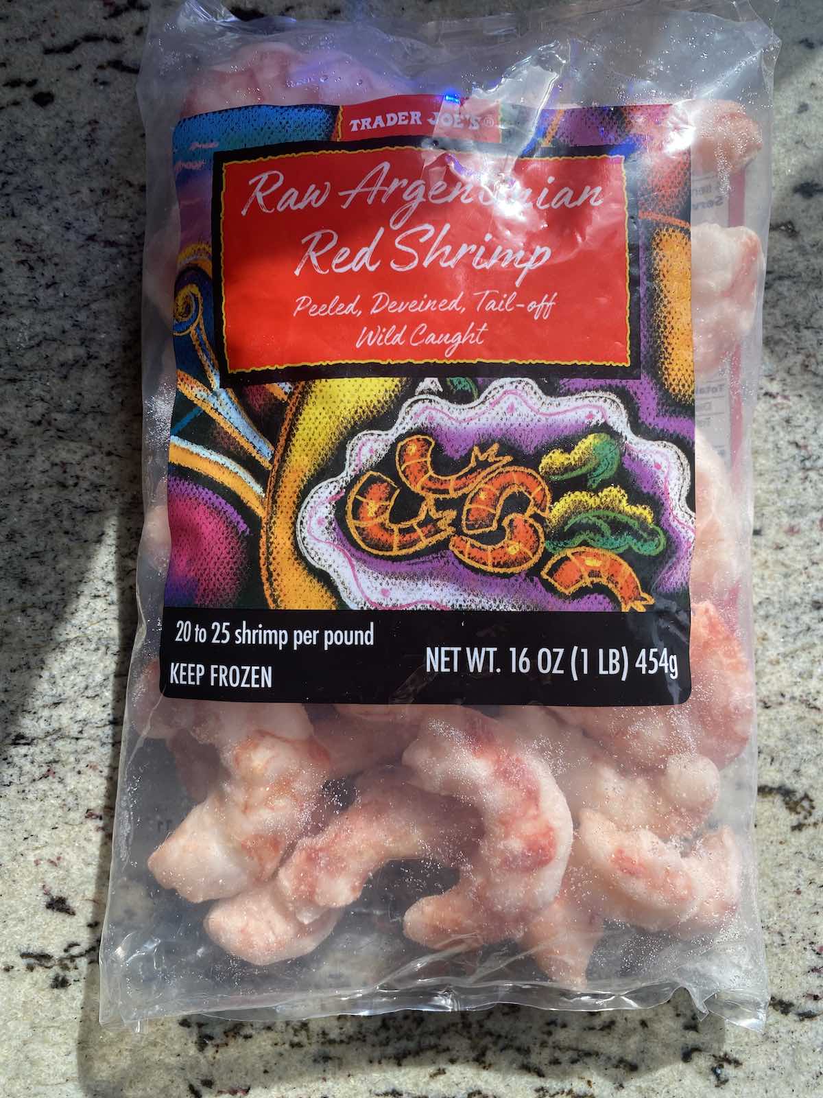 Bag of Trader Joe's Raw Argentinian Red Shrimp