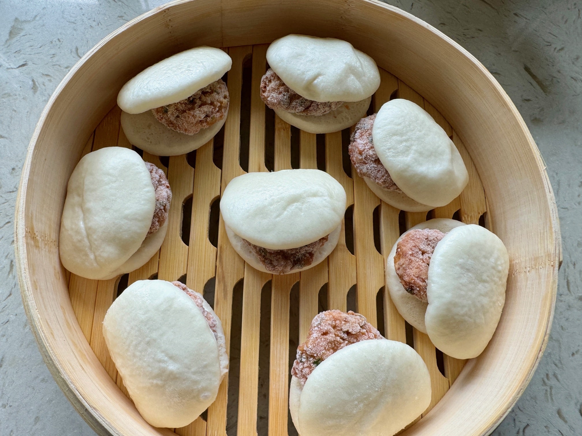 Trader Joe's Mini Shrimp Bao ready to steam