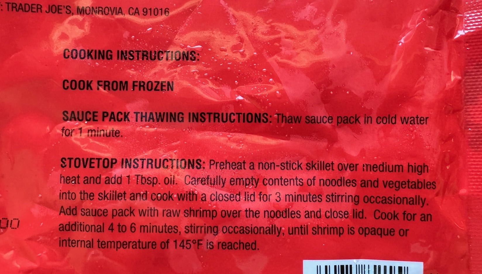 Trader Joe's Shrimp and Ginger Lo Mein directions