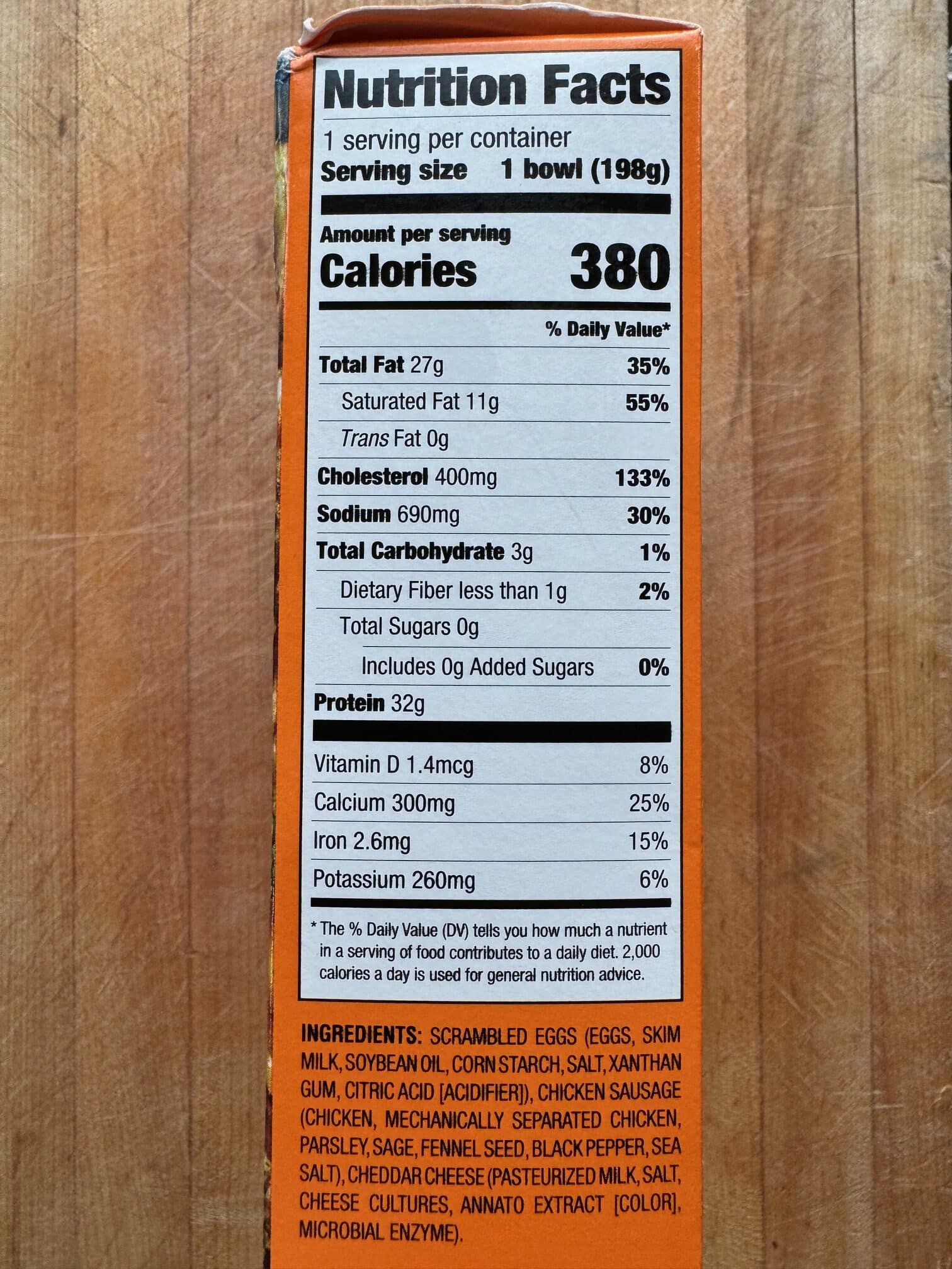 Trader Joe's Chicken Sausage Breakfast Bowl Nutrition