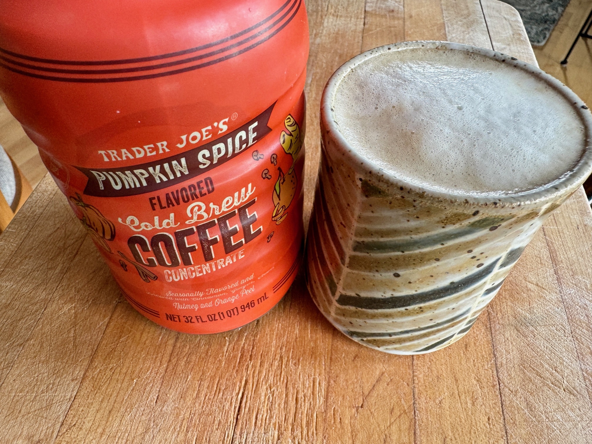 Trader Joe's Pumpkin Spice Coffee Concentrate with milk
