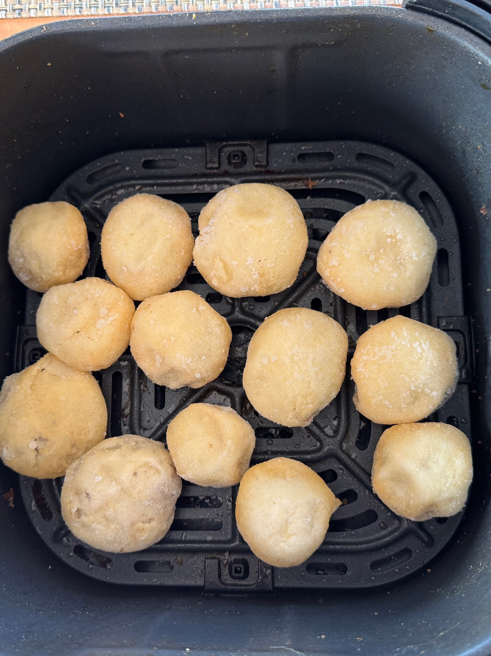 Trader Joe's Crispy Shiitake Mushrooms going into the air fryer