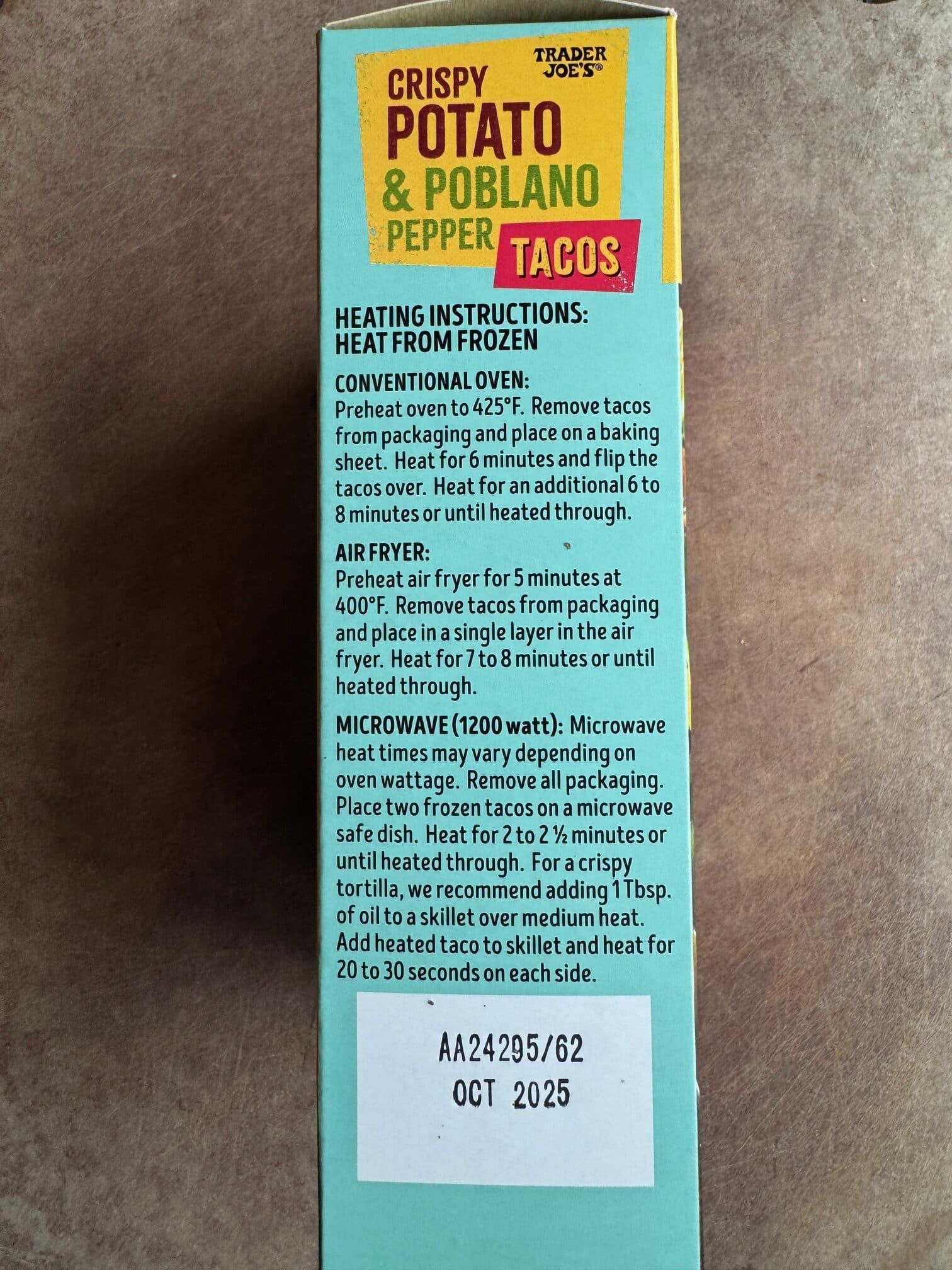 Trader Joe's Potato Poblano taco directions