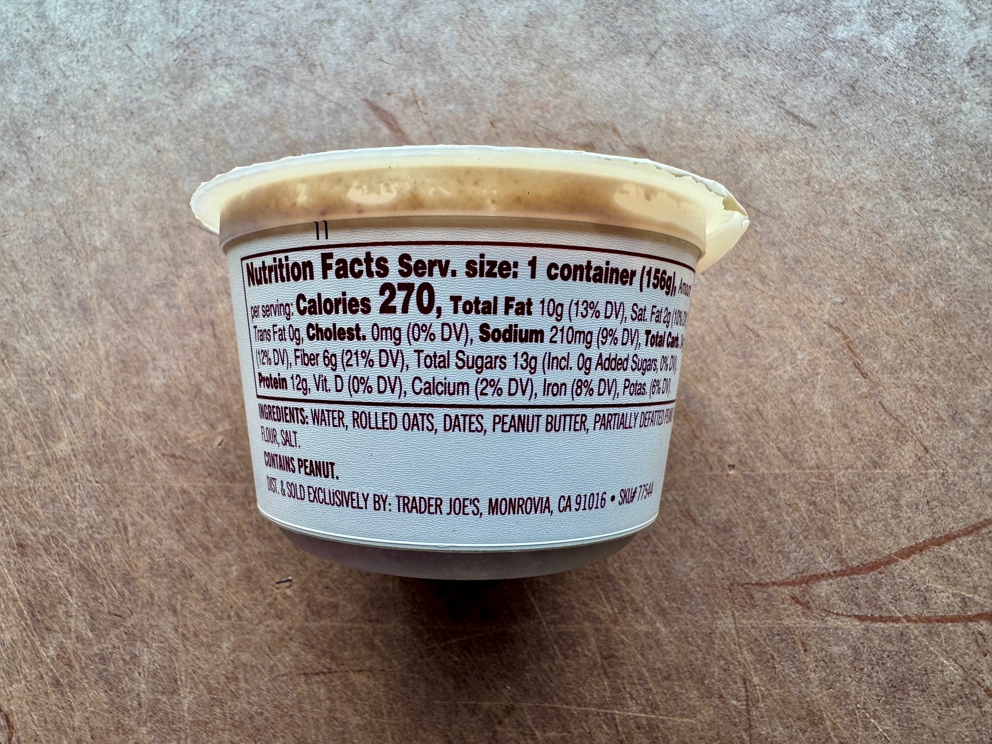 Trader Joe's Overnight Peanut Butter oats