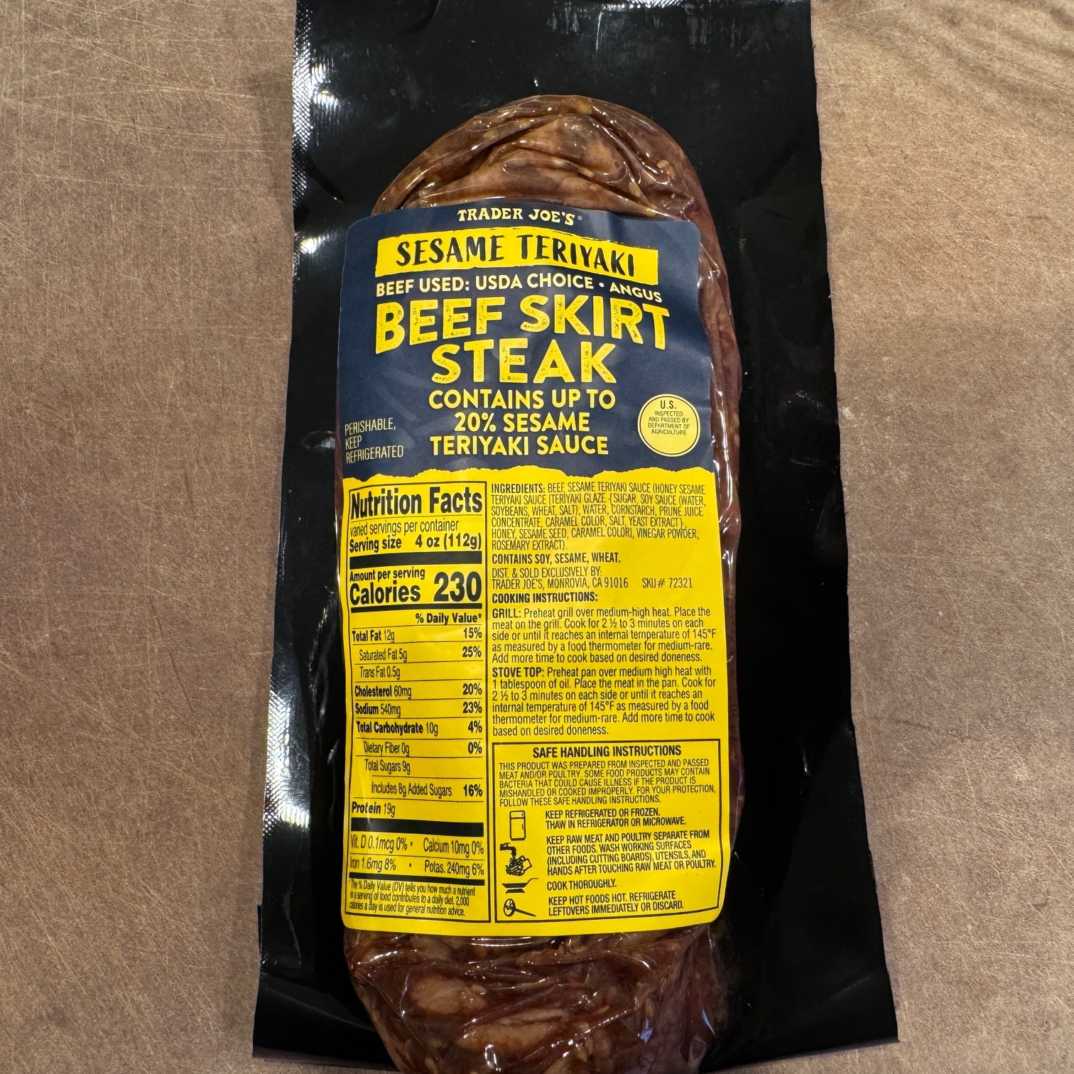 Trader Joe's Teriyaki Beef Skirt Steak