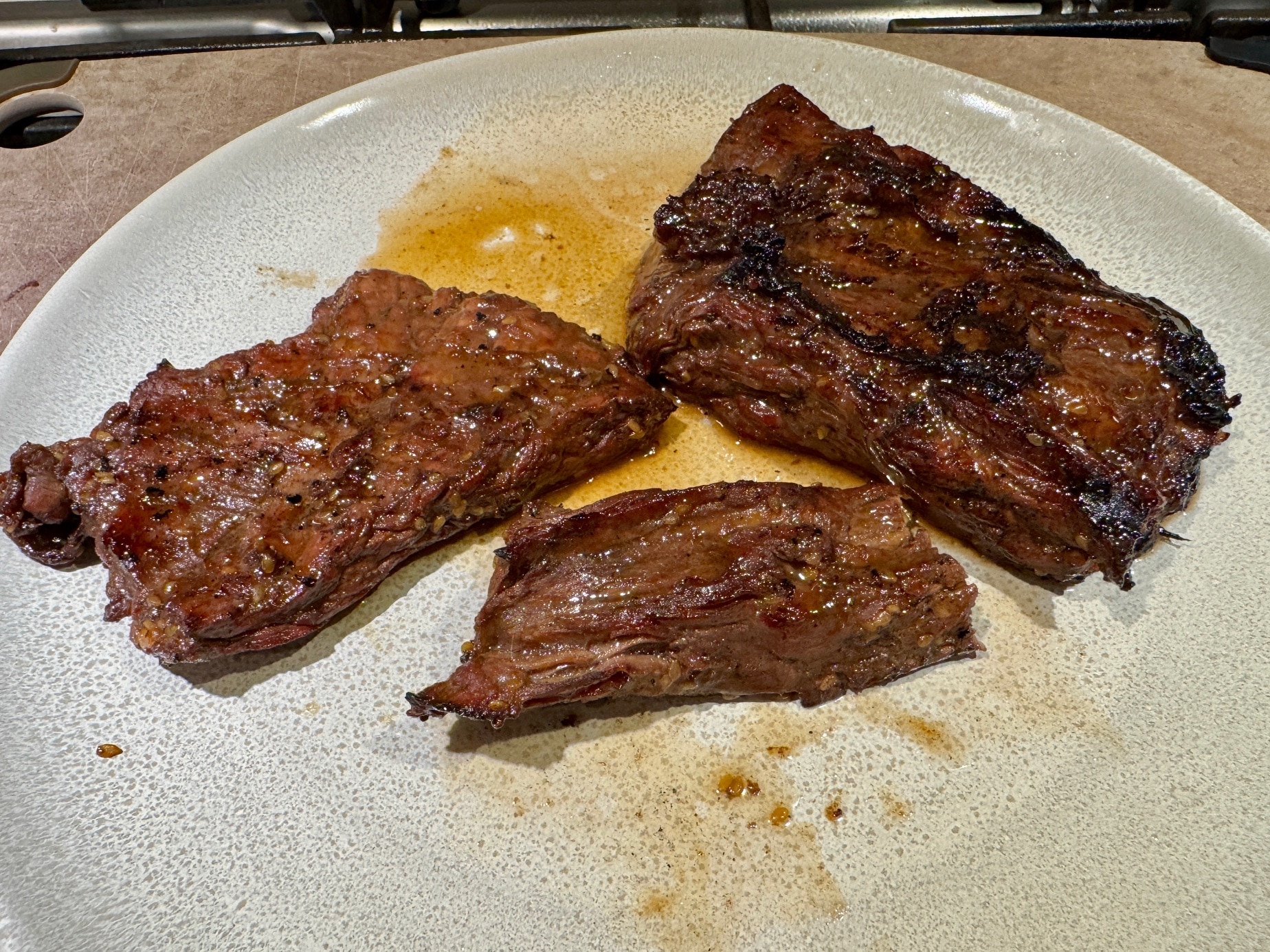 Trader Joe's Teriyaki Beef Skirt Steak resting