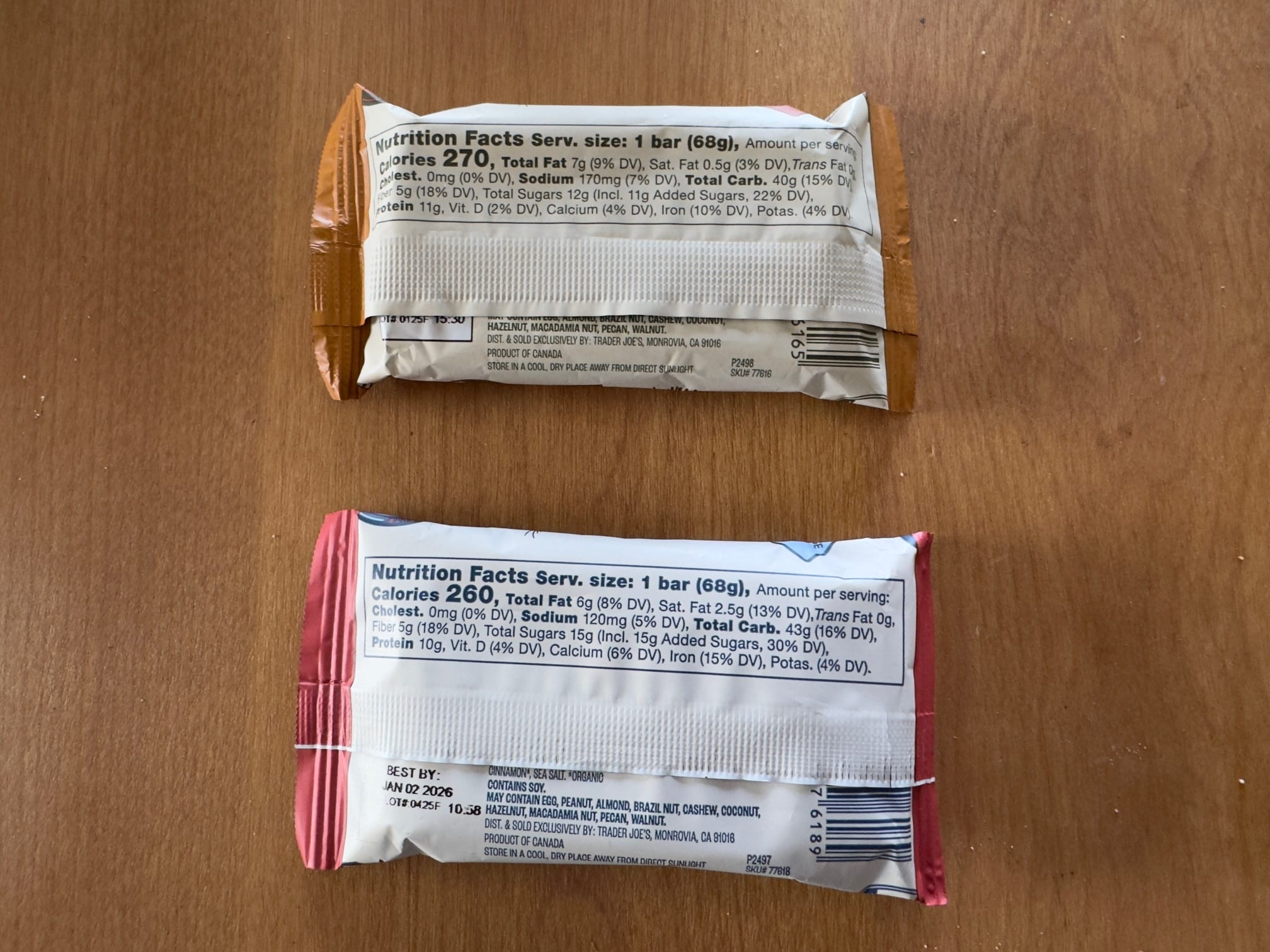 Trader Joe's Energy Bars back
