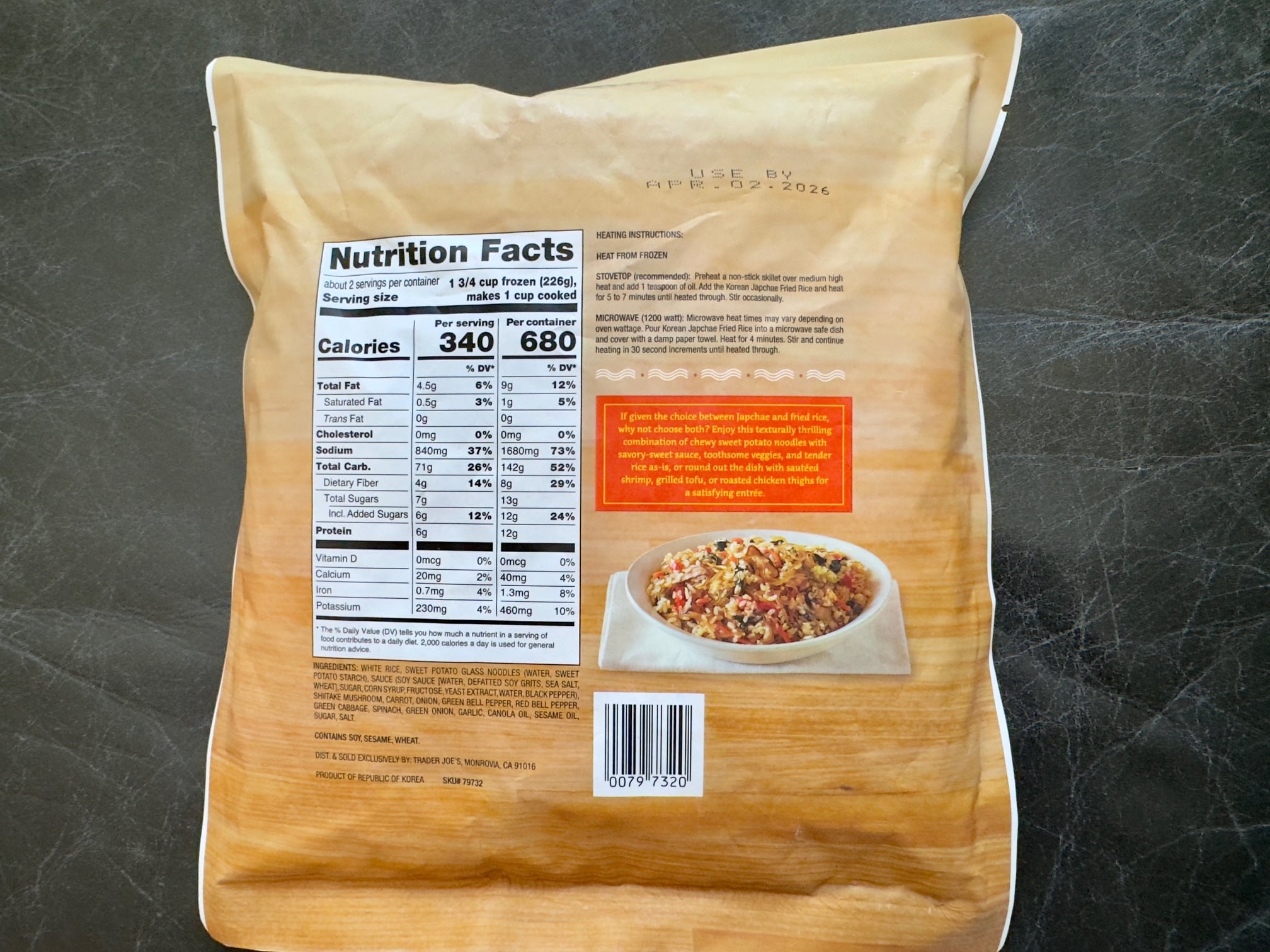 Trader Joe's Japchae Fried Rice back