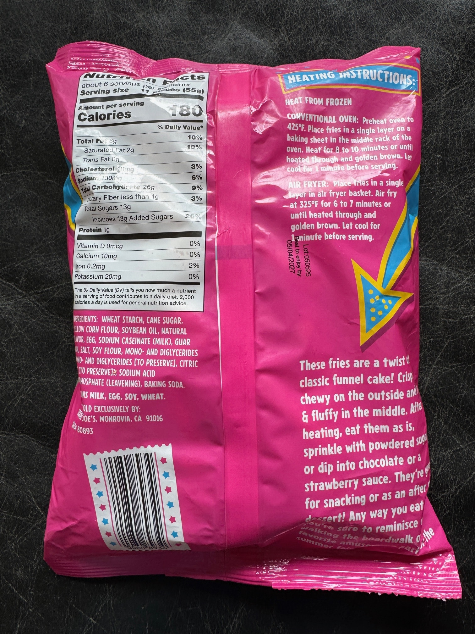 Trader Joe's Carnival Fun Cake Fries back of bag
