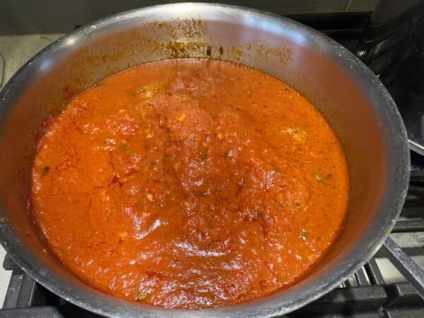 Trader Joe's Caro Sugo Tomato Basil Pasta Sauce cooking