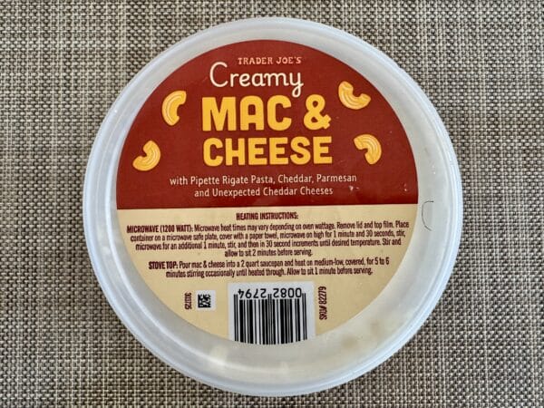 Top cover of Trader Joe's Creamy Mac and Cheese