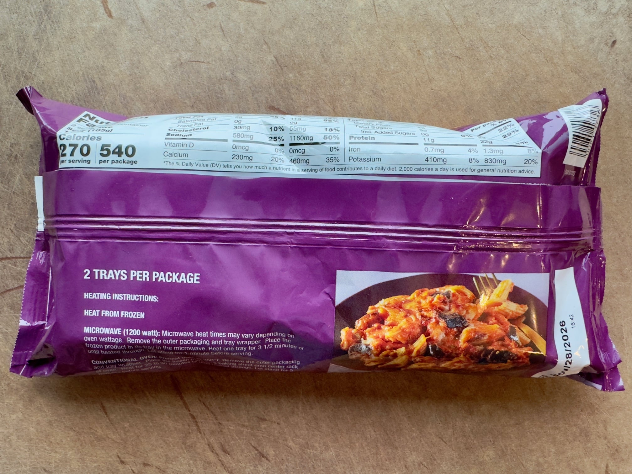 Trader Joe's Three Cheese Pasta and Eggplant Ingredients and Nutrition