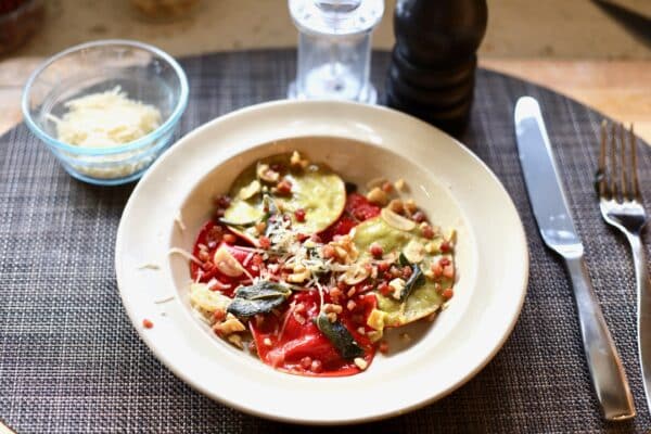 Trader Joe's Pasta Festiva ravioli with sage and walnuts