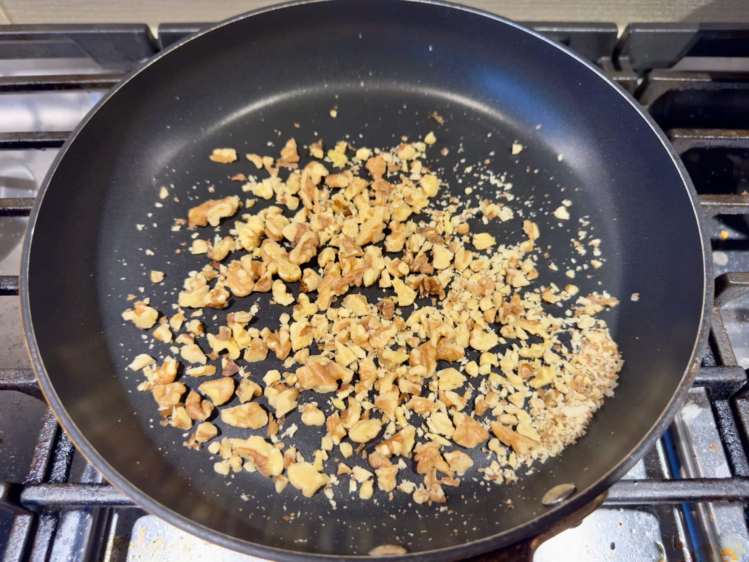 Toasting the walnuts