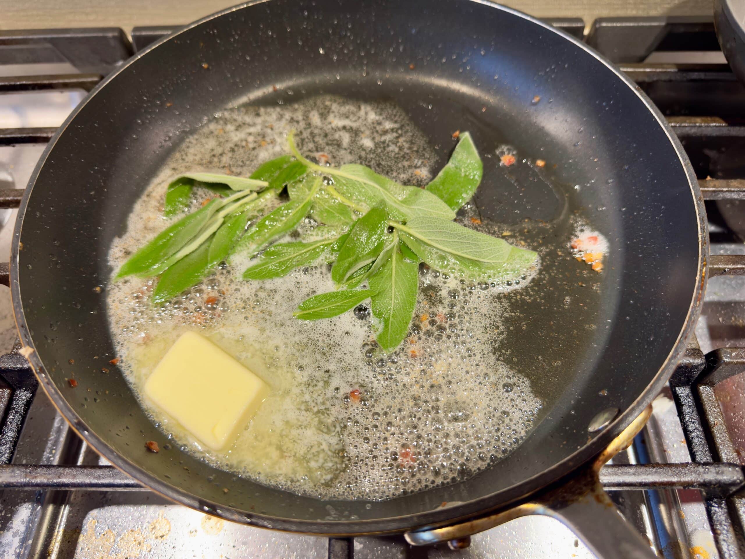 Cooking the sage in butter