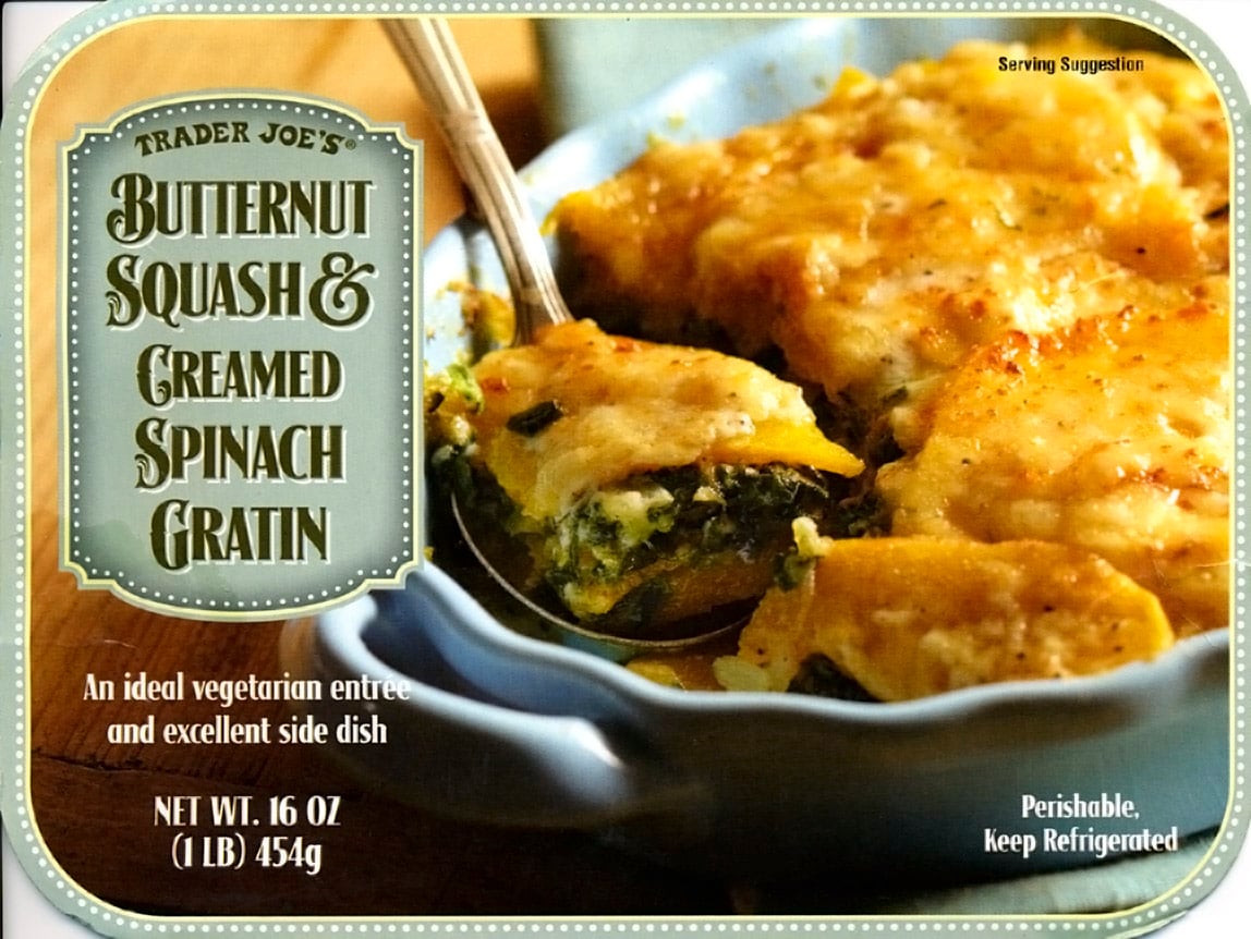 Trader Joe's Butternut Squash & Creamed Spinach Gratin, front of package