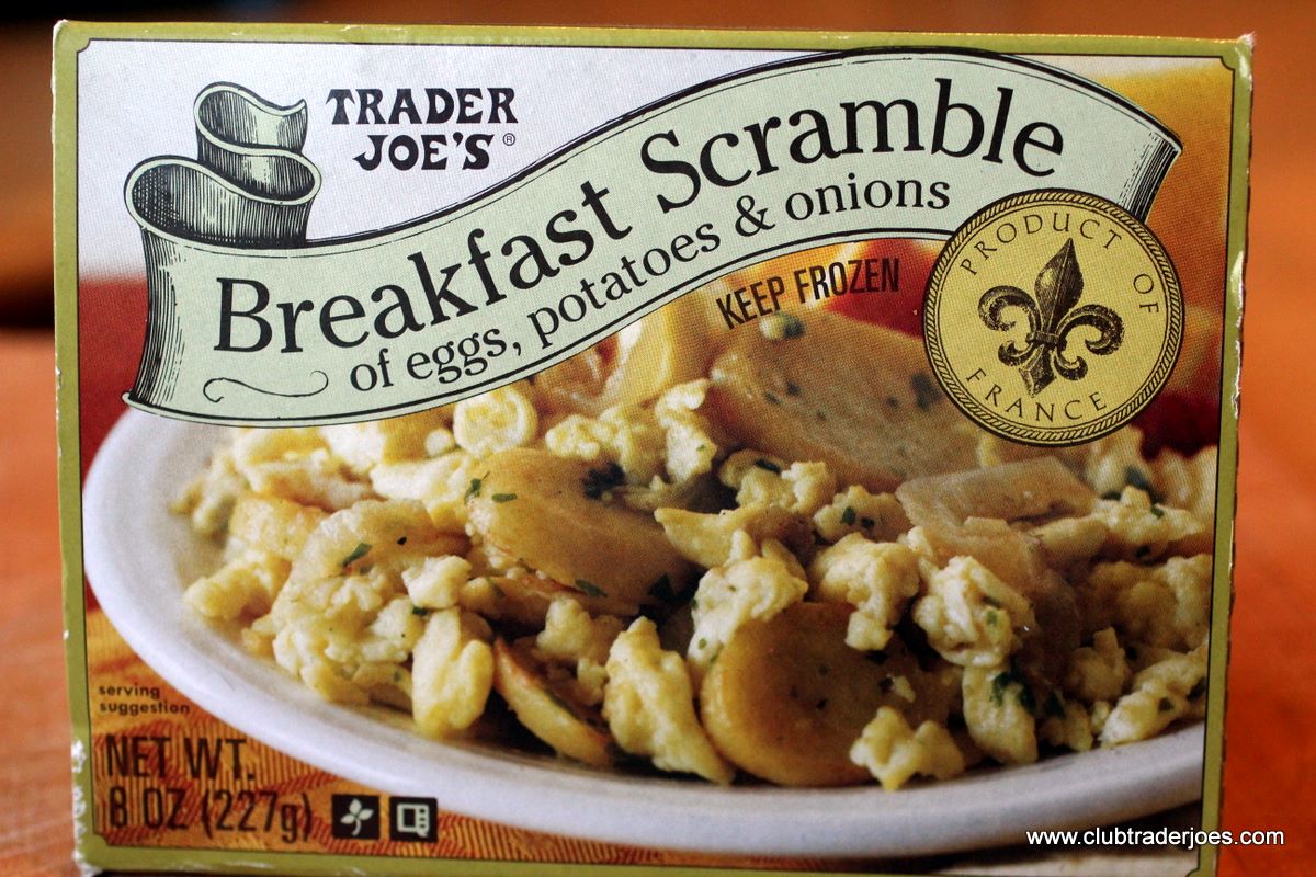 Box of Trader Joe's Breakfast Scramble of eggs, potatoes & onions, product of France