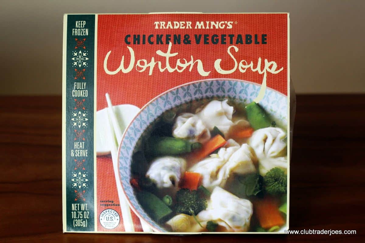 Box of Trader Ming's Chicken & Vegetable Wonton Soup, frozen